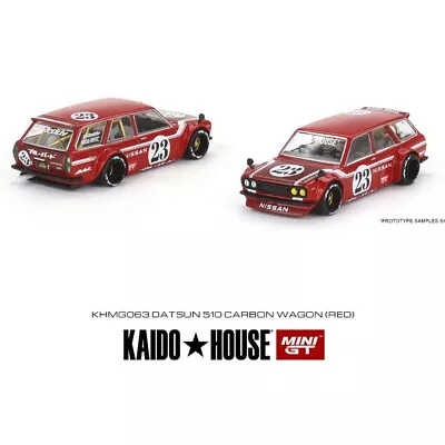 Mini GT 1:64 Scale Kaido House Datsun 510 Wagon Carbon Fiber V2 - Red - KHMG063 • £26.95