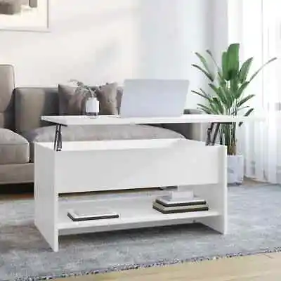 Lift-Top Coffee Table With Storage High Gloss White Modern Living Room Furniture • $98.95