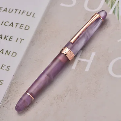 KAIGELU 356 Purple Acrylic Fountain Pen Iridium EF/F/M Nib With Ink Converter • $26.99
