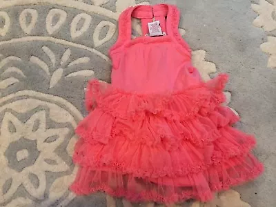 NEW Maggie And & Zoe Coral Pink Ruffle Tulle Tank Dress 12 18 Months • $11.69