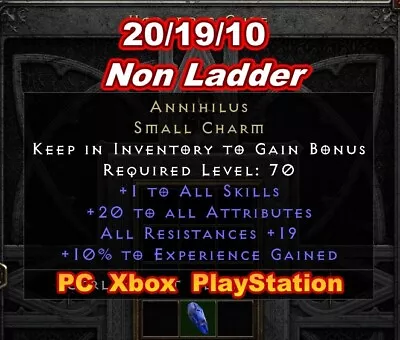 Annihilus ⭐ Non Ladder 20/19/10 Anni Diablo 2 Resurrected D2R SC PC/PS4/PS5/Xbox • $8.80