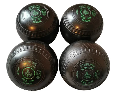 £149.99 • Buy Almark Sterling Slim-Line Bowls Size 3 Lawn Bowls X 4 Set Very Nice Rare Bowls