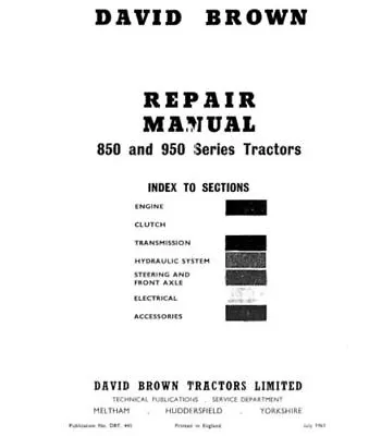 £18.95 • Buy David Brown 850 880 950 990 Implematic Tractor Workshop Service Manual (0005)