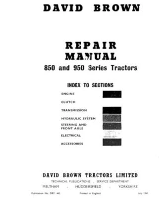 £18.95 • Buy David Brown 850 880 950 990 Implematic Tractor Workshop Service Manual (0005)