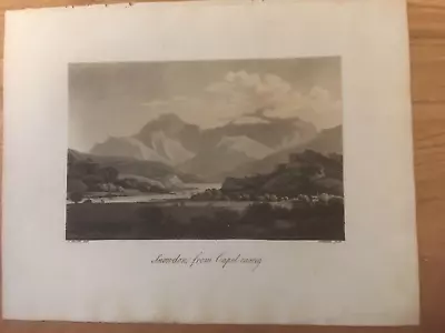 Antique Aquatint Engraving By  Alken After Smith 'Snowdon From Capel Curig' 1794 • £18.50