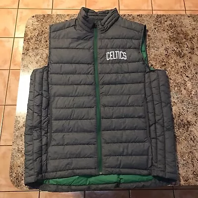 GIII Carl Banks Boston Celtics Puffer Vest Full Zip Gray Green Men's Size Large  • $27.99