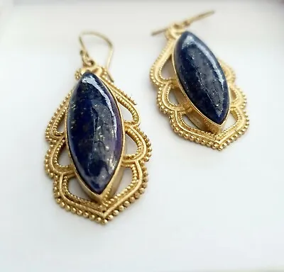 Genuine Lapis Lazuli Vintage Drop Middle Eastern Earnings Women Jewellery Gift • $78.29