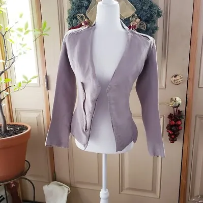 £19.06 • Buy Improvd Gray/Beige Linen Cotton Motto Inspired Blazer Jacket Womens Size Small