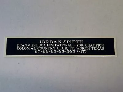 Jordan Spieth 2016 Colonial C.C. Champion Nameplate For A Golf Club Case 1.5 X 6 • $6.50