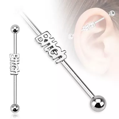 ( 1 Piece)  Bitch  Industrial Barbell 316L Surgical Steel Nickle 14g 1.6mm)B/5/7 • $3.99