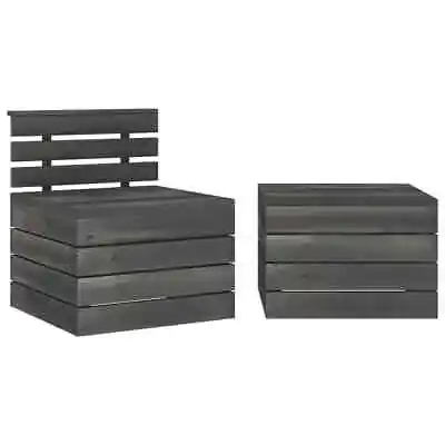 Solid Pinewood Garden Pallet Lounge Set 2 Piece Dark Grey Furniture VidaXL • £81.99