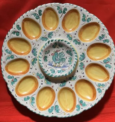 Rare Vintage 1970s Deruta Deviled Egg Dish Italian Hand Painted Majolica Ceramic • $49.99