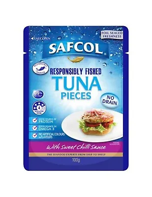 Safcol Gourmet On The Go Tuna With Sweet Chilli Sauce Pouch 100gm X 12 • $38.95