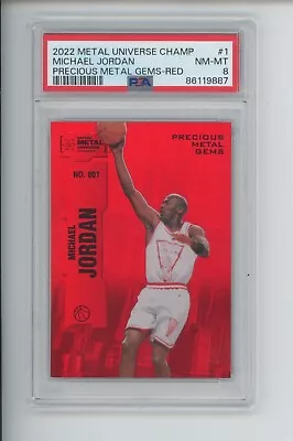 Michael Jordan 2022 Metal Universe Champions Precious Metal Gems Red /100 Psa 8 • $1799.99