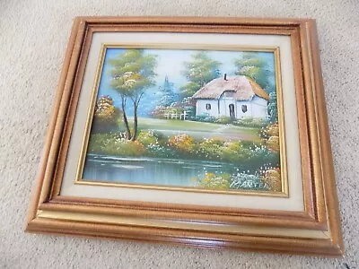 Marten 8x10 Painting Oil On Canvas Cute Cottage Near River--FREE SHIPPING! • $49.95