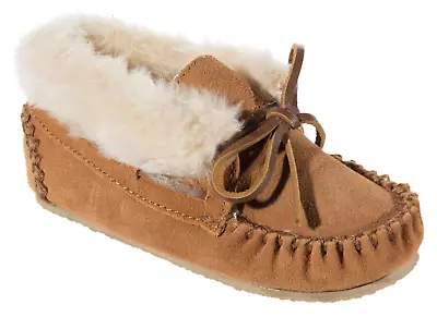 Minnetonka Moccasin Charley Slippers For Kids - Cinnamon - 12 Kids • £30.81