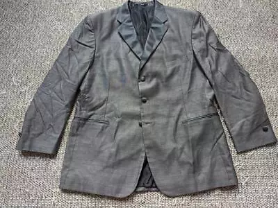 Vintage USA Made OSCAR De La RENTA Tuxedo 46R Smoking Jacket SILK Wool Gray • $59.95