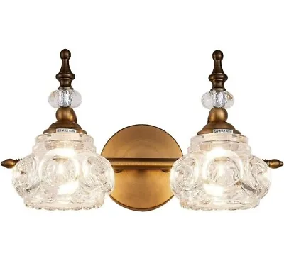 Vintage Bathroom Light Fixtures 2 Light Vanity Lighting Fixtures Brass Bathroom • $65