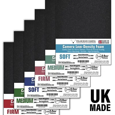 Camera Foam 3mm 5mm Soft Medium Firm For Mirror Damper / Prism Repair MADE IN UK • £7.49