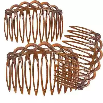 2 Pack Tort Brown Side Hair Combs Slides Clips Hair Accessories Tool For Ladies • £2.69