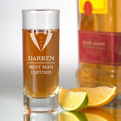 Personalised Engraved Shot Glasses Male Wedding Favour Thank You Gifts Presents • £6.99