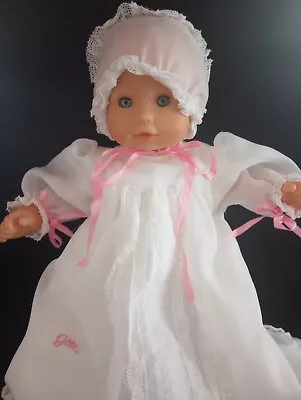 Beautiful Vintage Gotz Baby Doll Blue Sleeping Eyes 140-14 White Dress 15  • $45