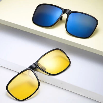 $10.99 • Buy Polarized Clip On Flip Up Sunglasses Protection Night Vision Lens Mens Driving