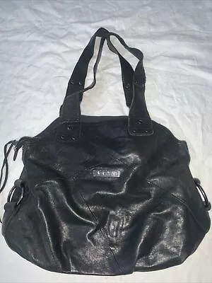 JOE’S Jeans  Black Leather Zip Moto Style Shoulder Bag • $21