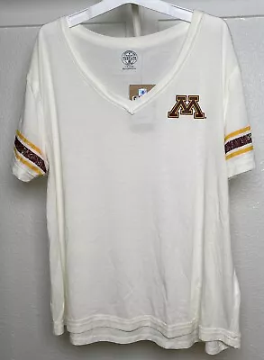 NCAA Minnesota Golden Gophers Women's V-Neck Cream T-Shirt Size XL • $13.99