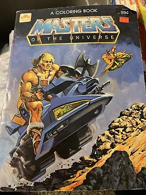 VTG  1982 Masters Of The Universe MOTU Golden Coloring Book He-Man Battle Ram • $17.51