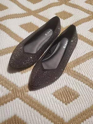 Torrid Embellished Knit Flats Black Shiny All Over Studs Rhinestones Sz 8 • $28.88