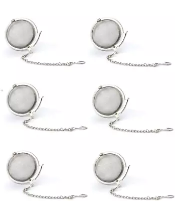 6Pcs Stainless Steel Tea Strainer Mesh Tea Ball Filter Net Round With Chain • $9.53