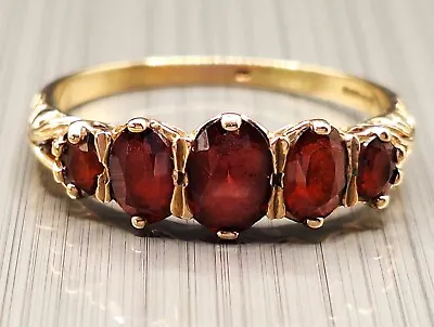 Vintage 9ct Gold Garnet Gipsy Ring Size X 1/2 • $273.80