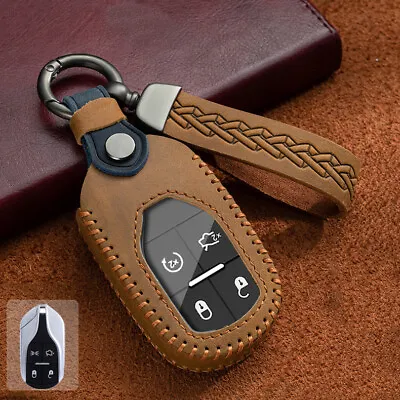 Leather Remote Key Case Fob Shell For Maserati Quattroporte Ghibli Levante Brown • $38.60