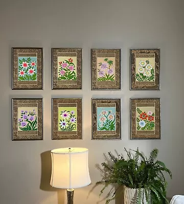 Flower Painting Miniature Painting Set Of 8 Handmade Miniature Painting • $237