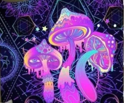 Neon PURPLE  Mushroom Wall Tapestry • $12