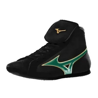 MIZUNO Boxing Shoes Easy Spectra Wax Cut Short Black X Green Gold W/ Shoe Bag • $591.54