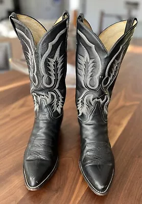 Men’s Vintage Tony Lama Cowboy Boots Size 9.5D Black • $80