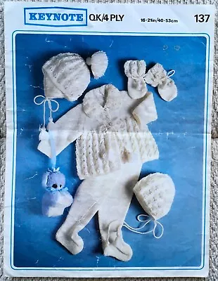 Keynote Knitting Pattern 137 For Babies Outfit In Qk & 4 Ply ~ 16 - 21” • £2.25