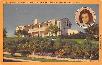 Los Angeles California 1956 Postcard Home Of Jane Withers Movie Star Actress • $6.33