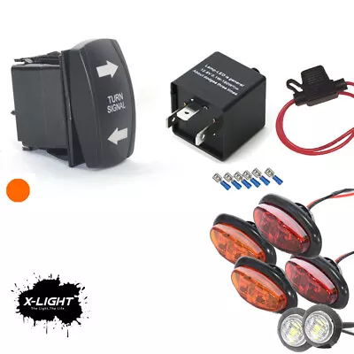 Sxs Utv Atv Golf Cart Sxs Led Turn Signal Rocker Switch Blinker Kit W/led Lights • $45.99