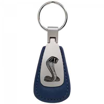 Ford Mustang Cobra Blue Leather Teardrop Key Chain Fob Ring Official Licensed • $17.95