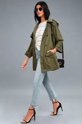 Lulus I. Madeline Jia Olive Green Hooded Jacket - Size Small EUC • $32