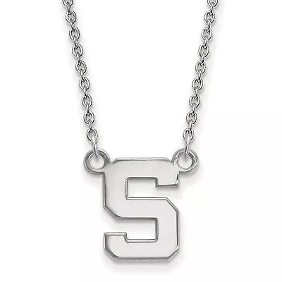 Michigan State Spartans School Letter Logo Pendant Necklace In Sterling Silver • $63.99