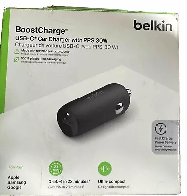 Belkin BoostCharge 30W USB-C PD Fast Car Charger Box 200 • $24.99