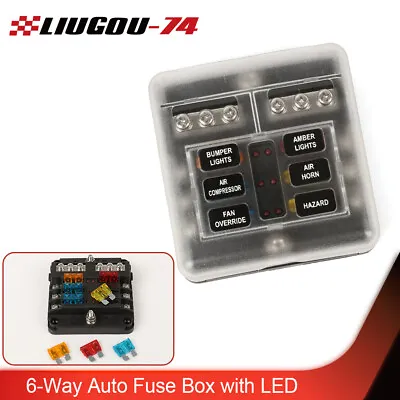 6 Way Fit For Car Boot Power Distribution 12-24V Blade Fuse Box Block Holder New • $9.95