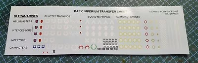 Ultramarines Transfer Sheets Marines Dark Imperium Warhammer 40000 40k GW • £2