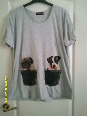 £16.99 • Buy BUTLER & WILSON NWOT Ladies Light Grey Puppies In Pockets Top.....Size XXL