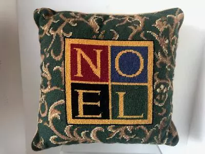 $13.99 • Buy Vintage Christmas Needlepoint Pillow NOEL Christmas Throw Velvet Zip Backed 15 