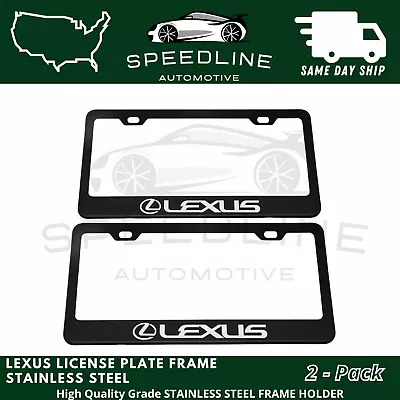 X2 Lexus Logo Black Stainless Steel License Plate Frame Holder Metal USA Seller • $22.99